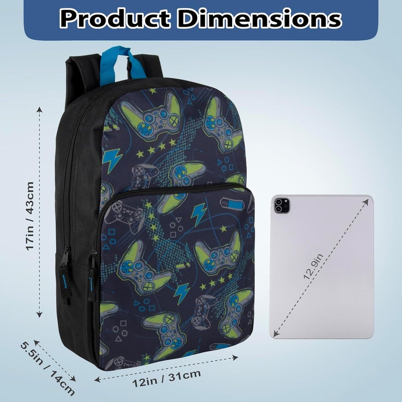 Trailmaker Fun School Backpack for Elementary Middle School Girls and Boys | 17 Inch Printed Backpacks for School Kids, Travel (You've Got Game) - Image 4